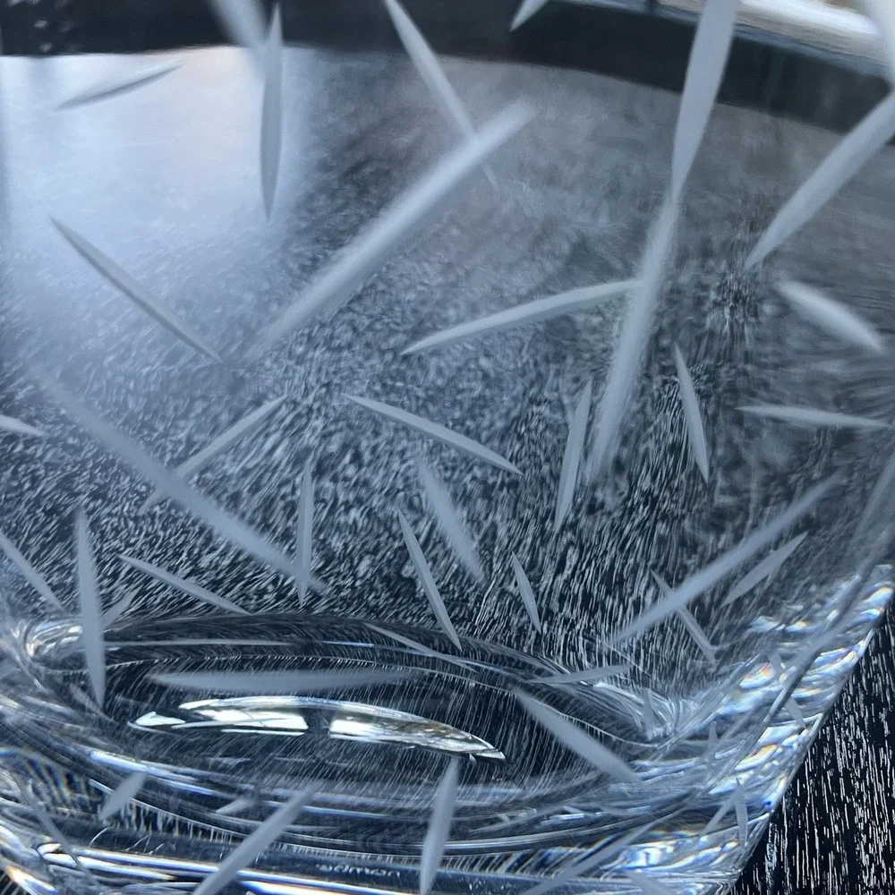 Nambe MOTUS Glass Etched‎ Vase Used 9.5 x 7.0 x 2.5 Inches